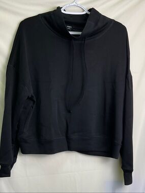 Express Black Cropped High Collar Top